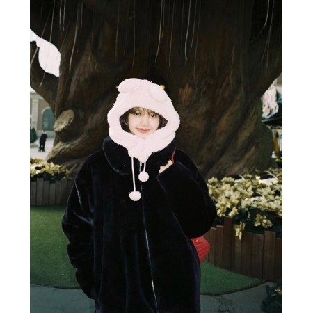 Lisa BlackPink Black Velvet Plush Jacket